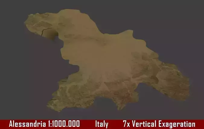 Italy 3D Map of Alessandria Provice 1 to 1000000 3D print model