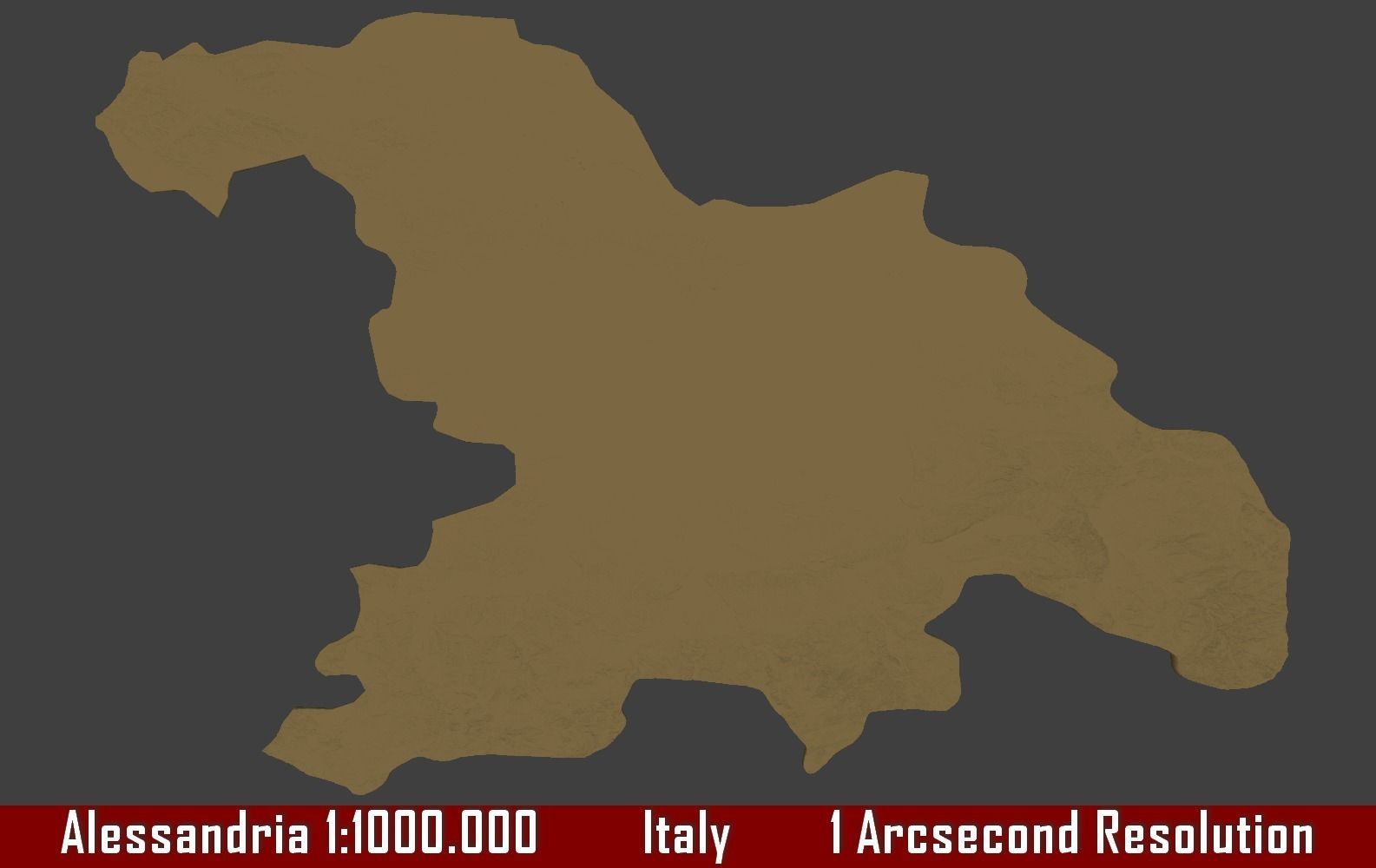 Italy 3D Map of Alessandria Provice 1 to 1000000 3D print model_2