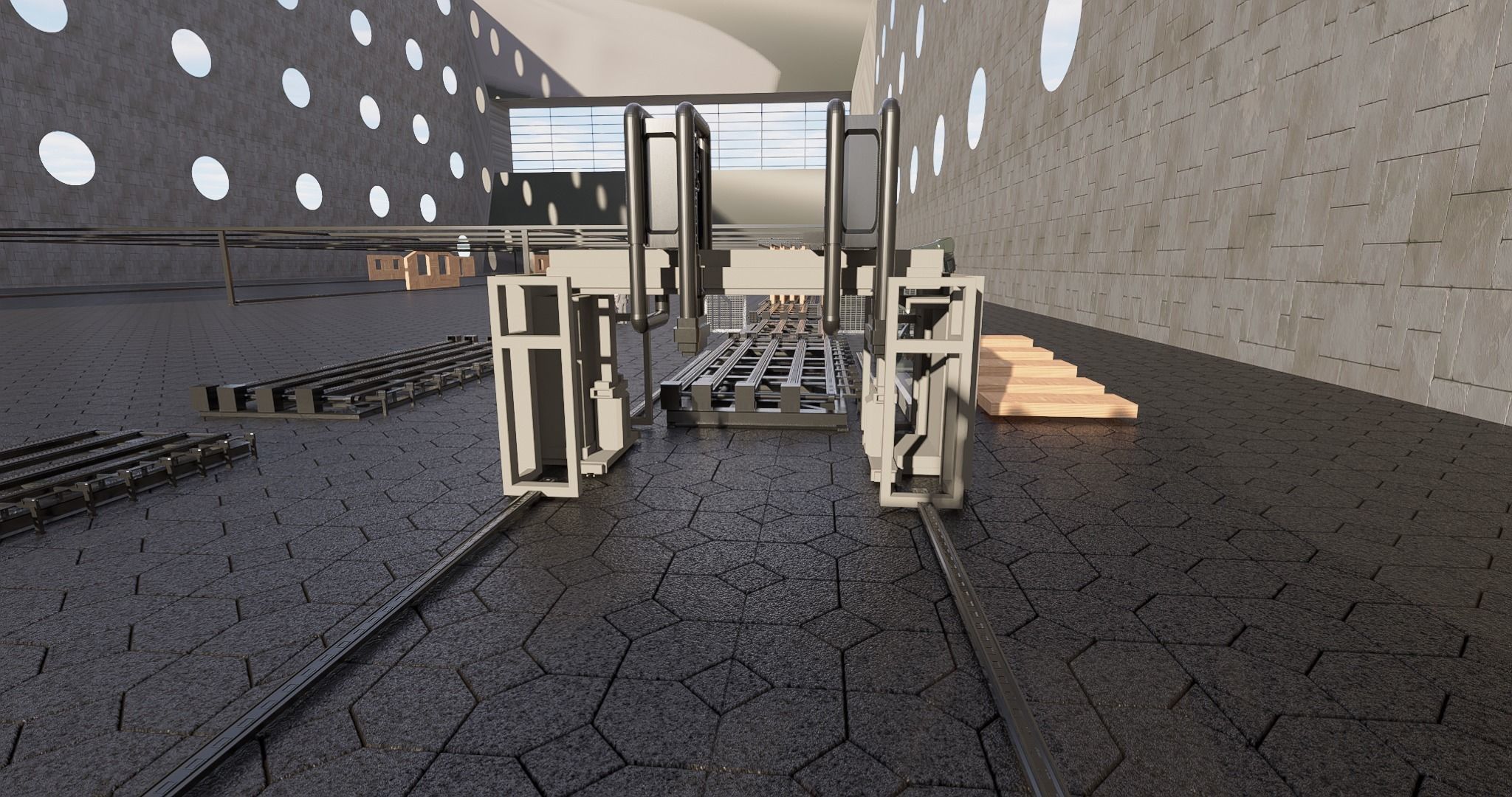 Assembly Line for Automatic House Building Structures Low-poly 3D model_15