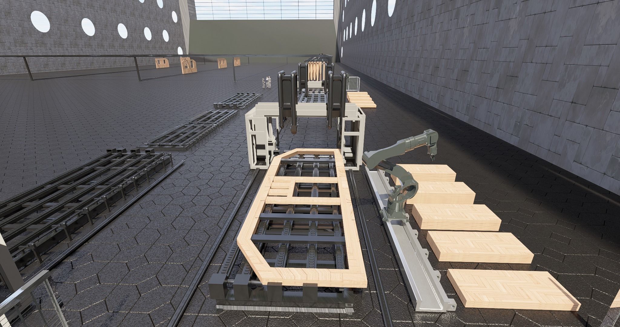 Assembly Line for Automatic House Building Structures Low-poly 3D model_17