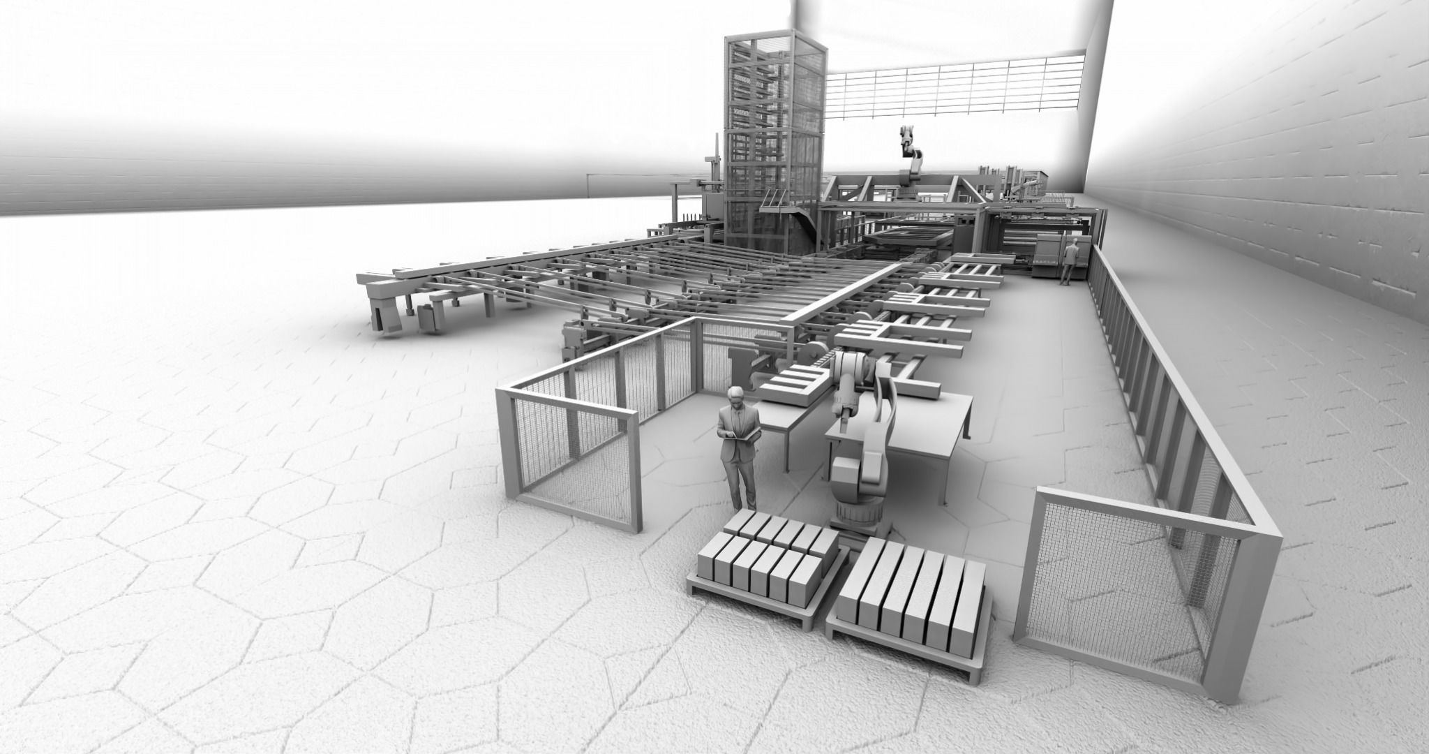 Assembly Line for Automatic House Building Structures Low-poly 3D model_2