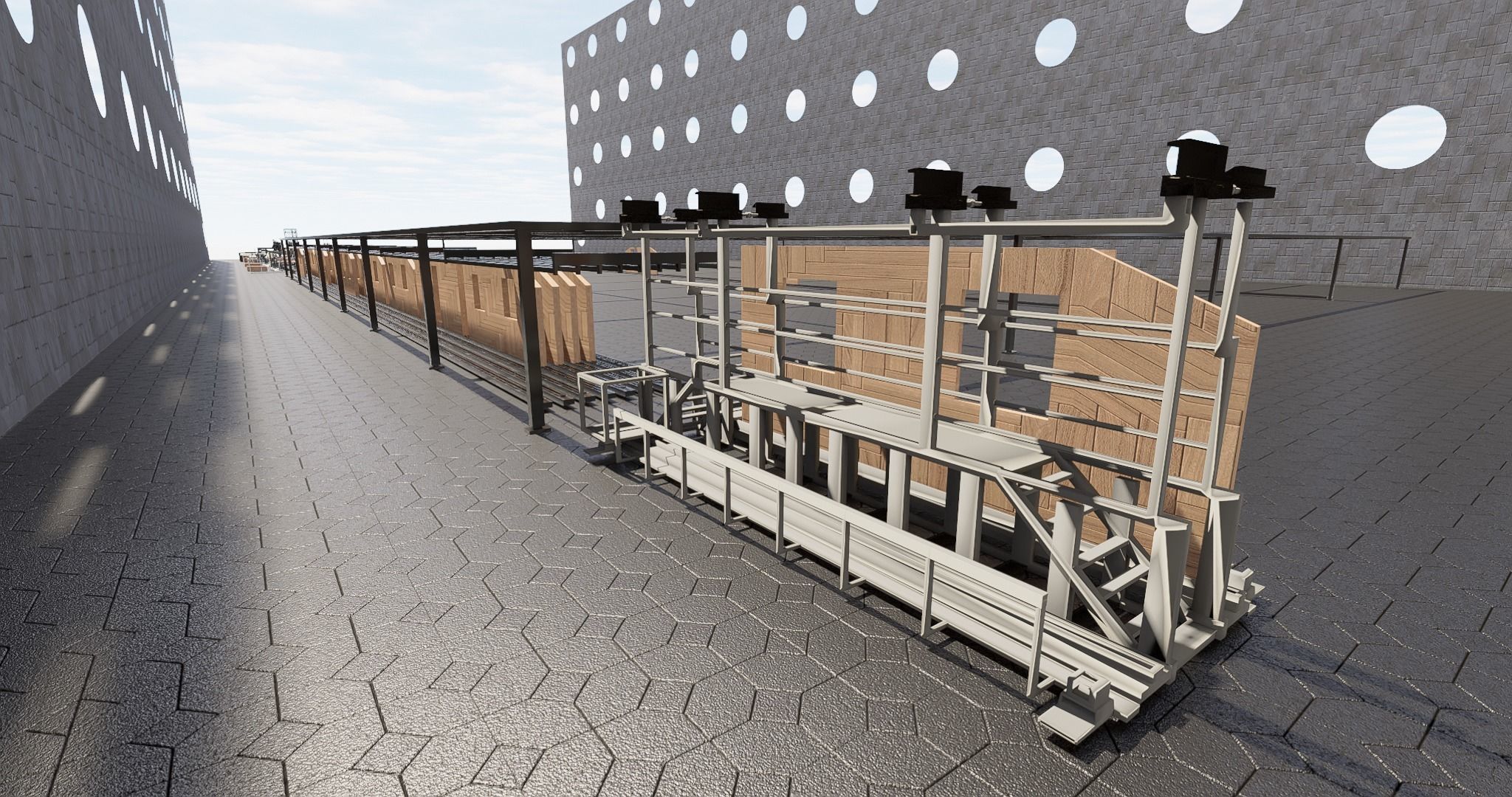 Assembly Line for Automatic House Building Structures Low-poly 3D model_11