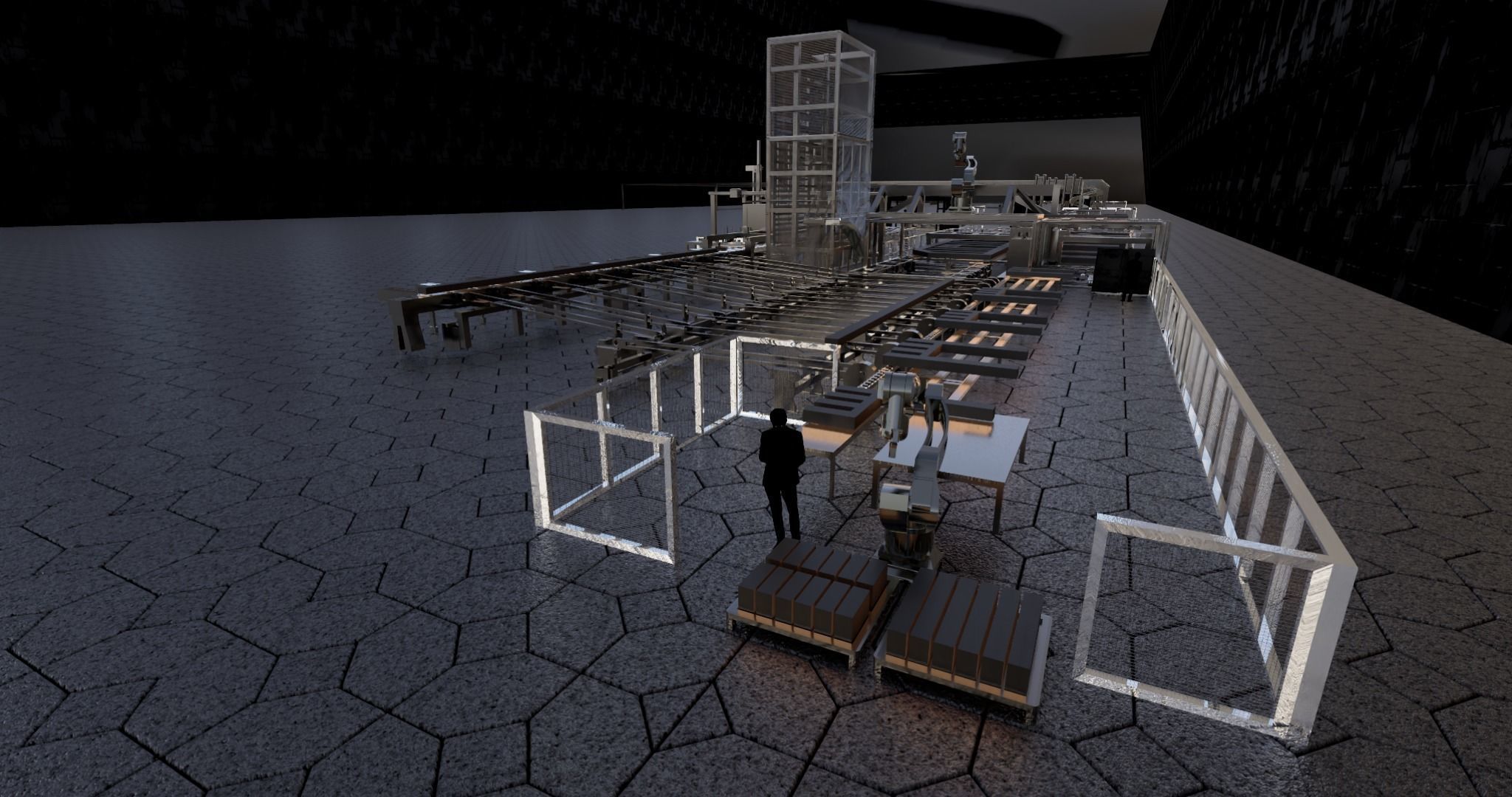 Assembly Line for Automatic House Building Structures Low-poly 3D model_3