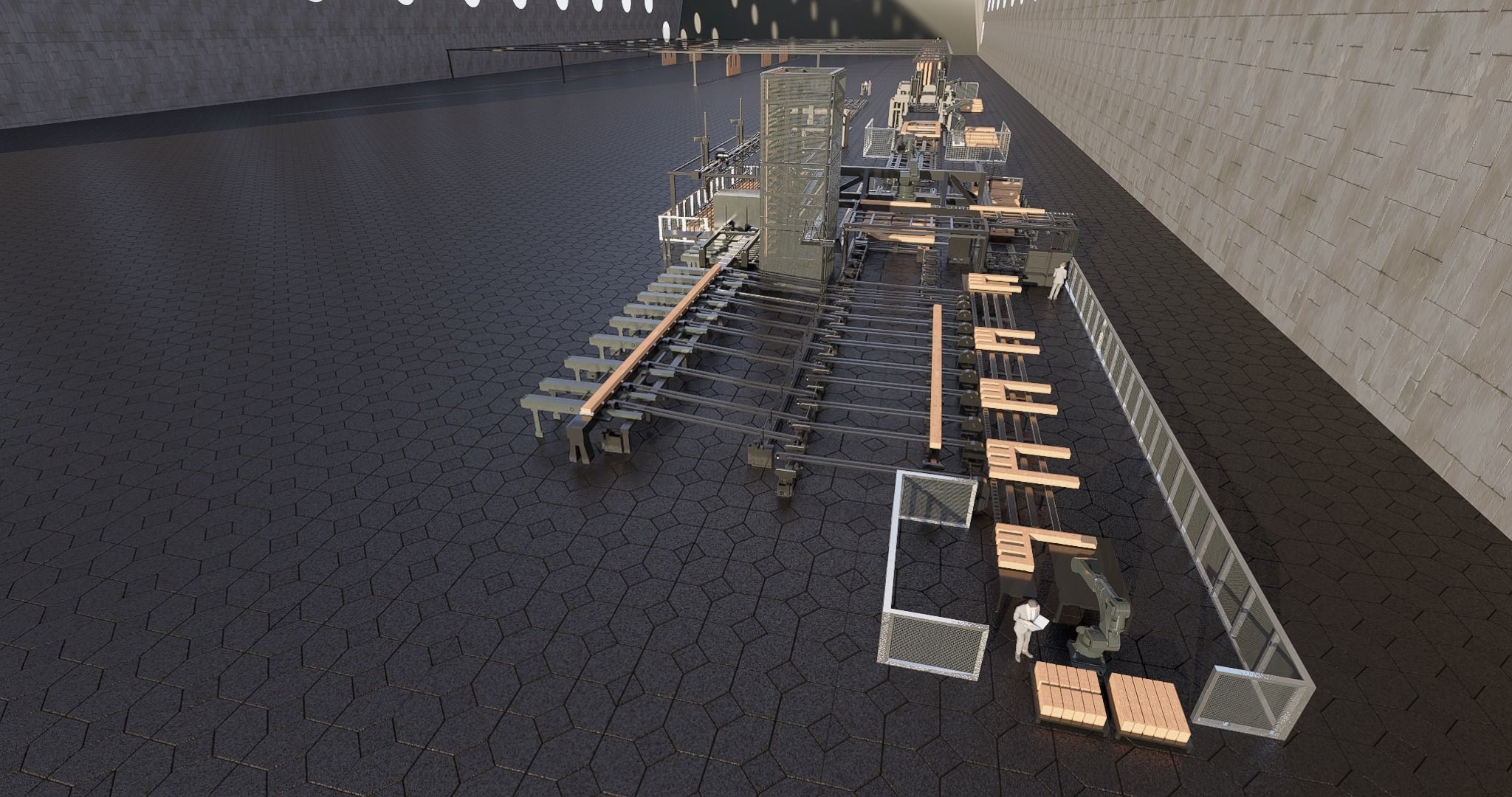 Assembly Line for Automatic House Building Structures Low-poly 3D model_4