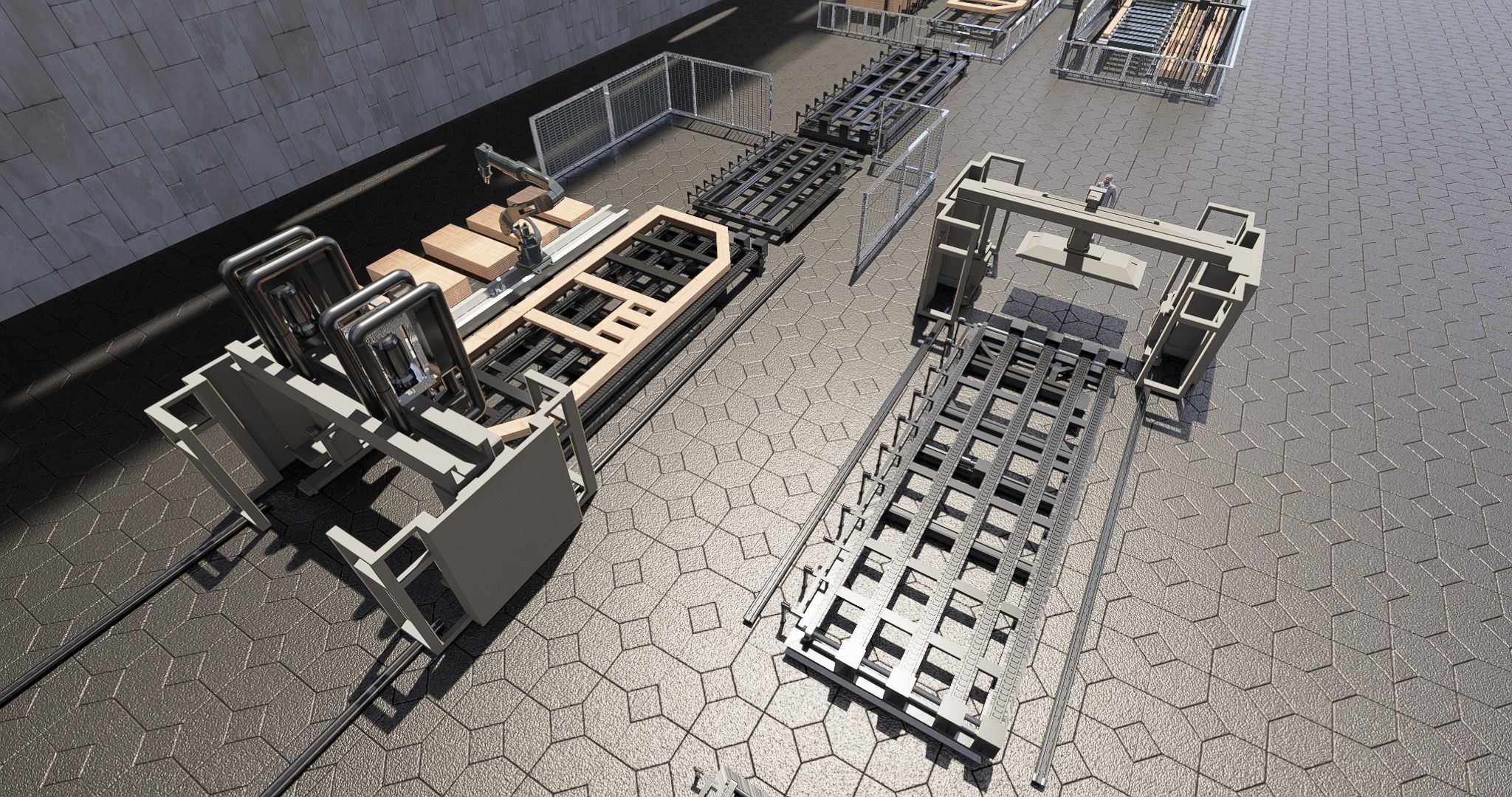 Assembly Line for Automatic House Building Structures Low-poly 3D model_16