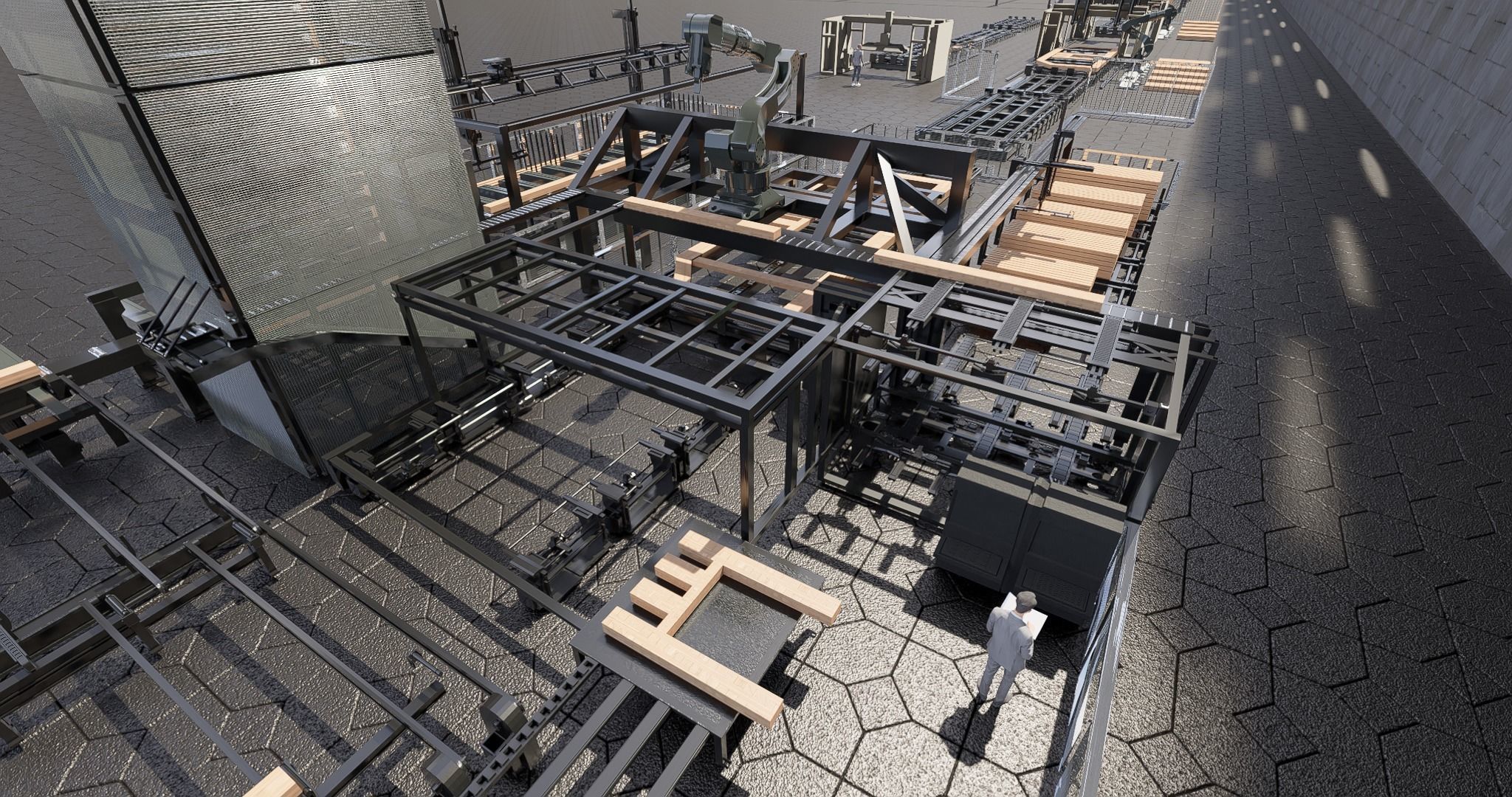 Assembly Line for Automatic House Building Structures Low-poly 3D model_23