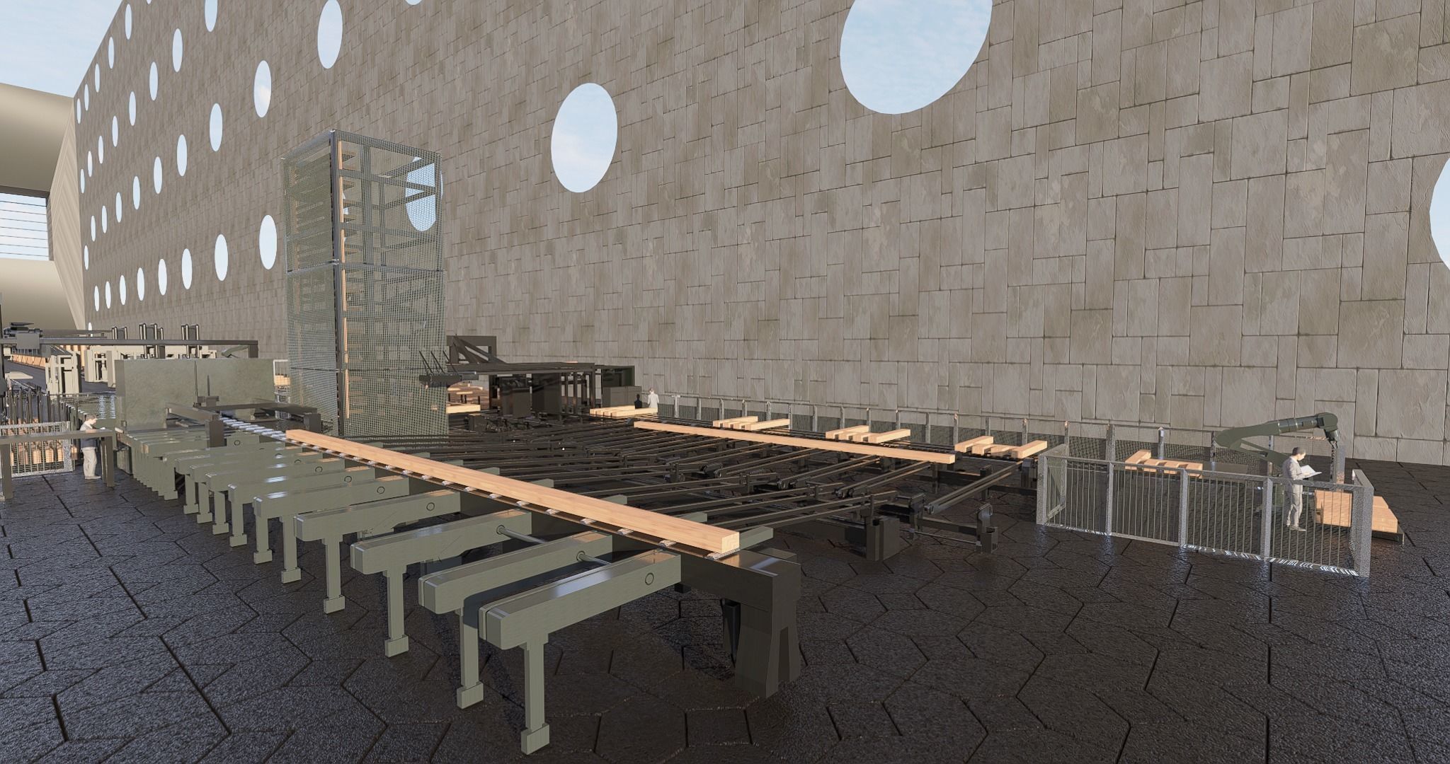 Assembly Line for Automatic House Building Structures Low-poly 3D model_8