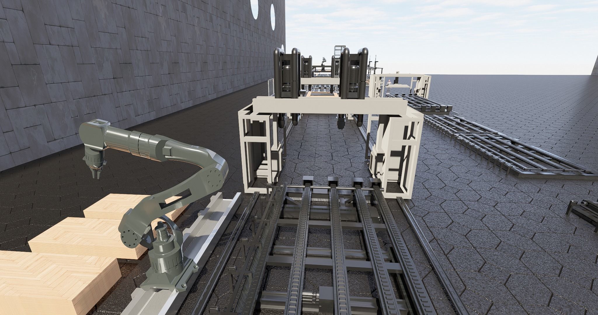 Assembly Line for Automatic House Building Structures Low-poly 3D model_14