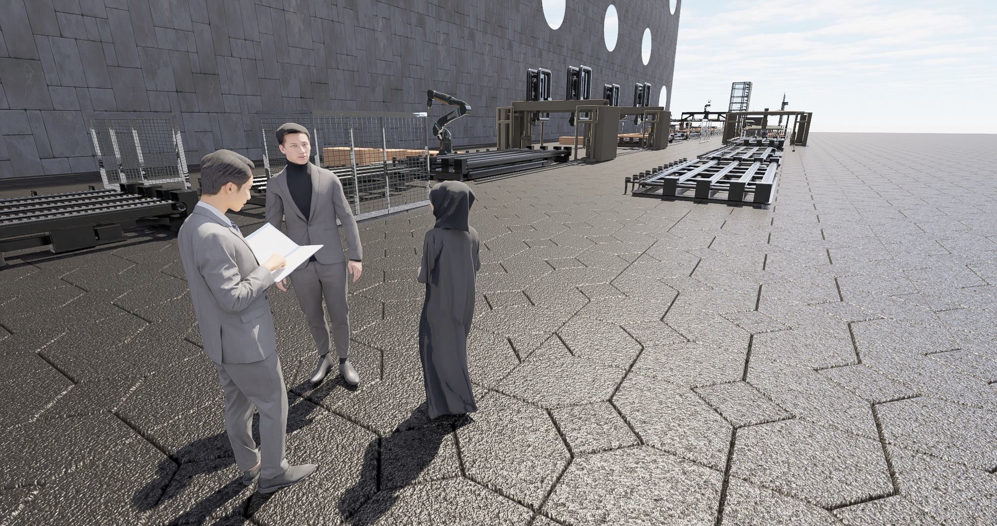 Assembly Line for Automatic House Building Structures Low-poly 3D model_12