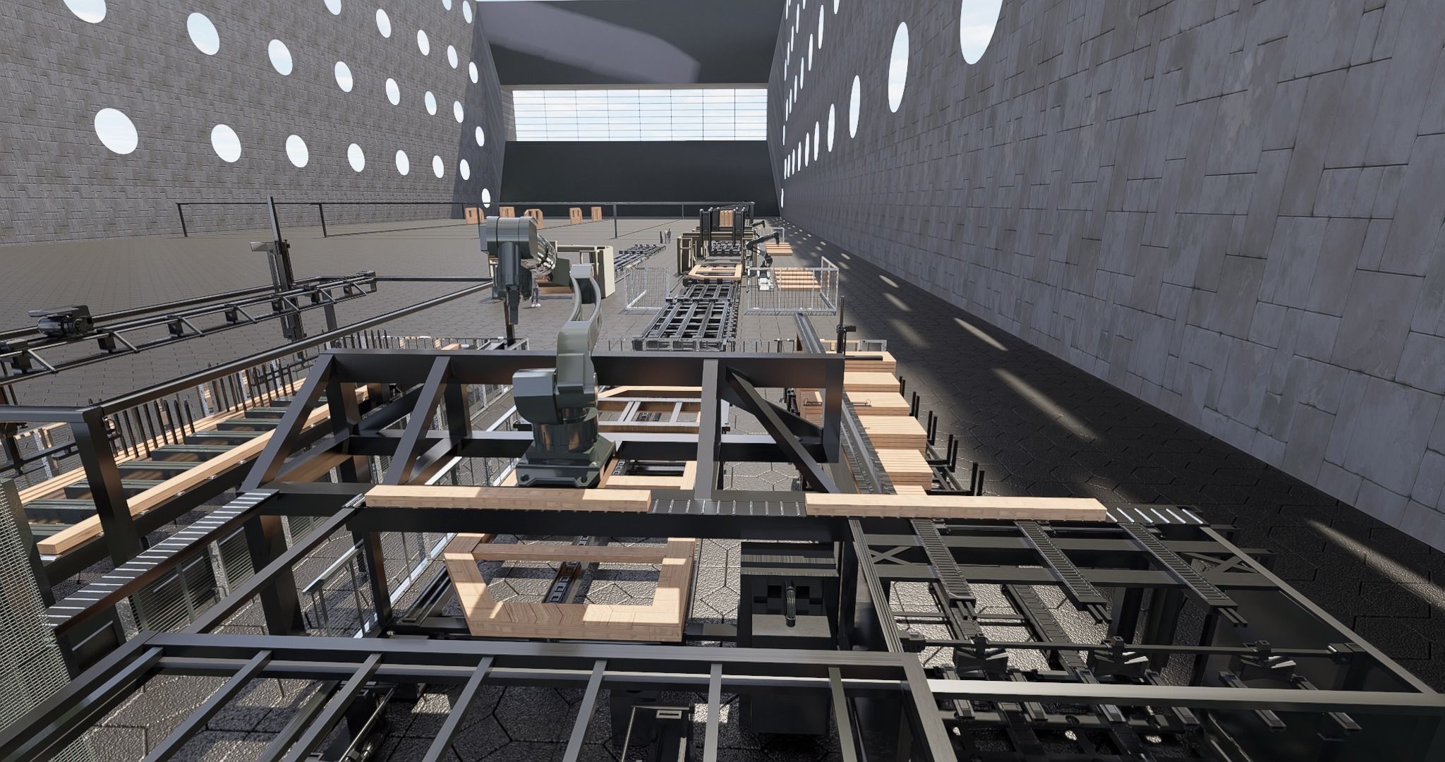 Assembly Line for Automatic House Building Structures Low-poly 3D model_26