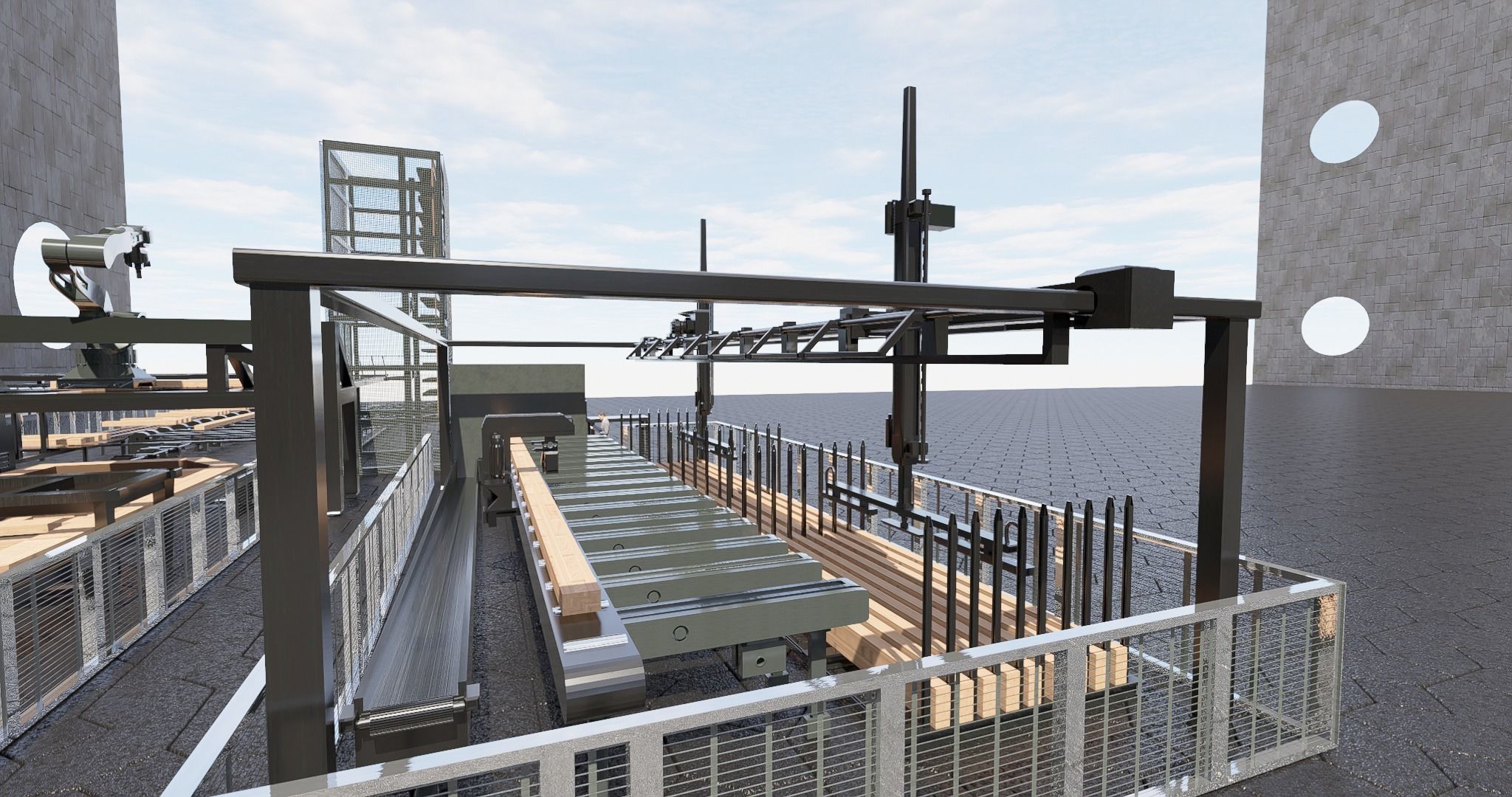 Assembly Line for Automatic House Building Structures Low-poly 3D model_20