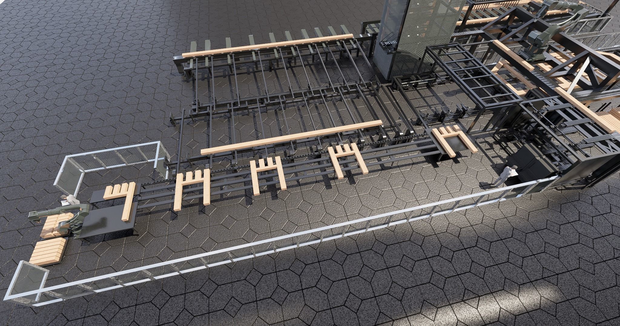 Assembly Line for Automatic House Building Structures Low-poly 3D model_25