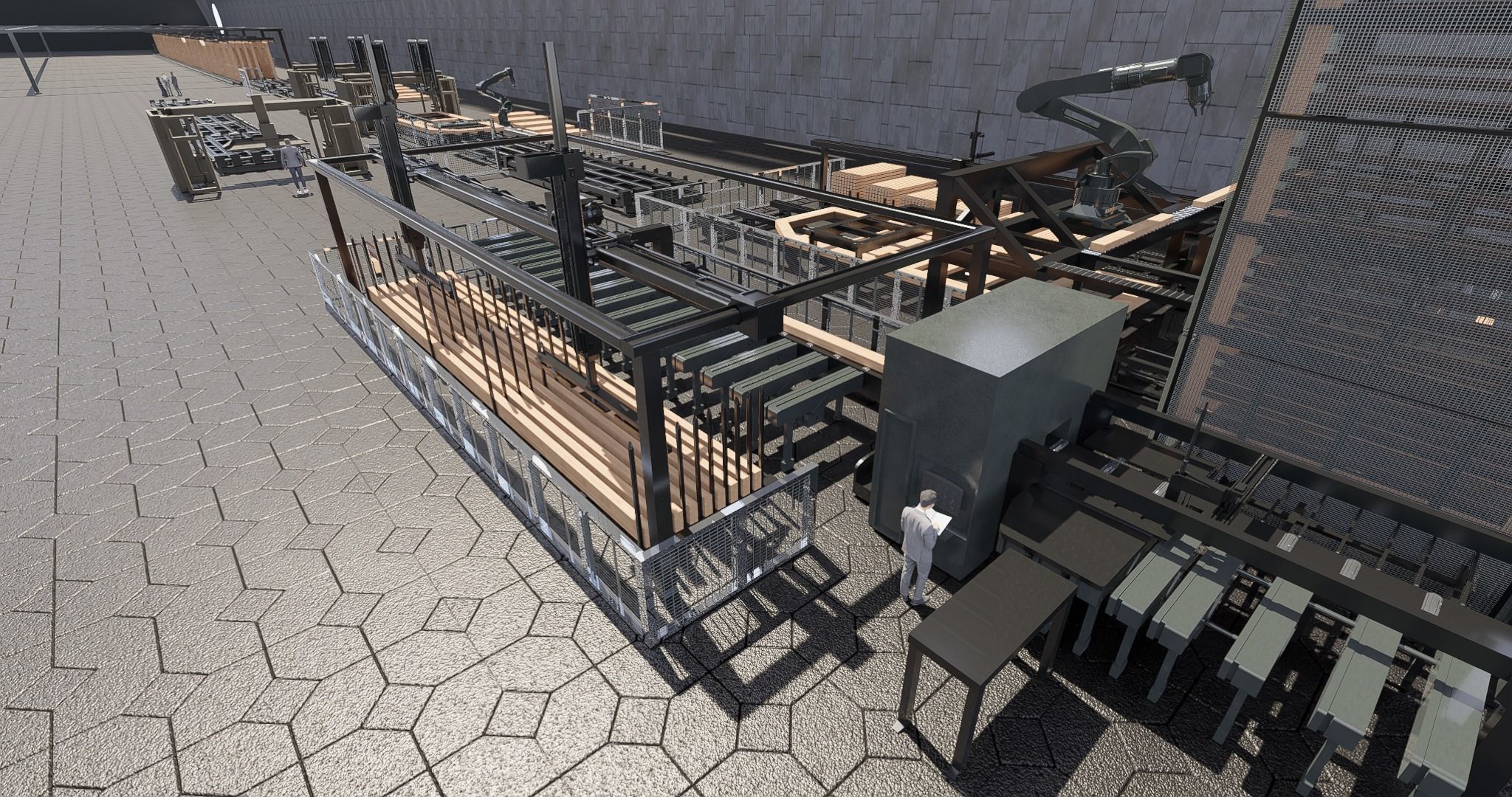 Assembly Line for Automatic House Building Structures Low-poly 3D model_21