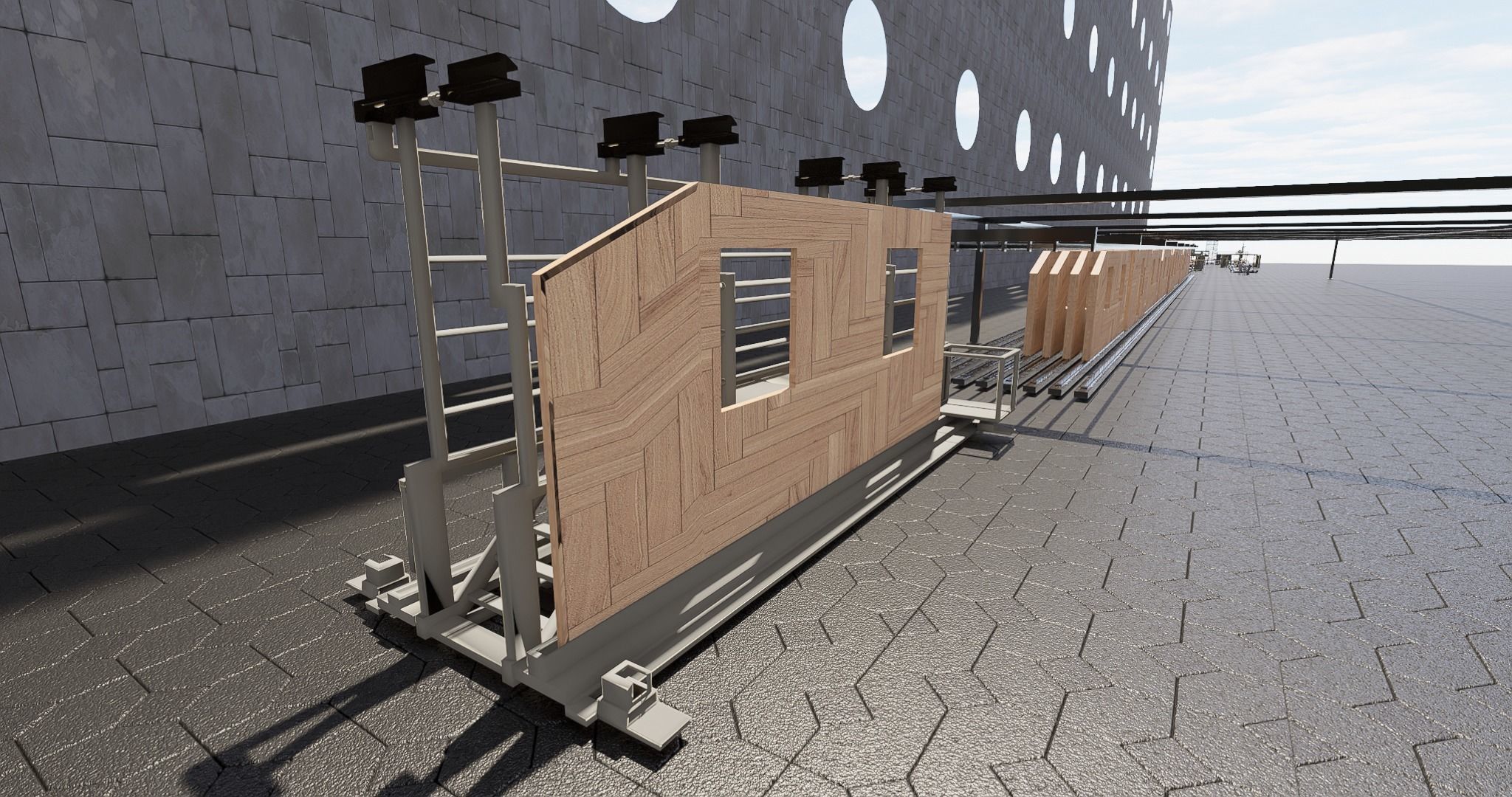 Assembly Line for Automatic House Building Structures Low-poly 3D model_10