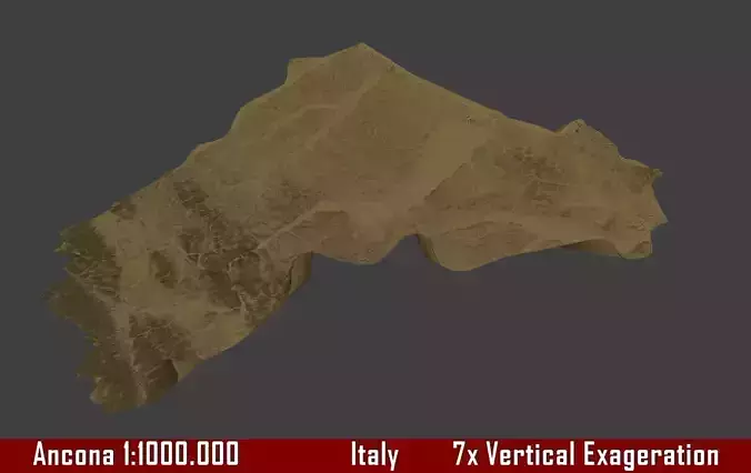 Italy 3D Map of Ancona Provice 1 to 1000000 3D print model