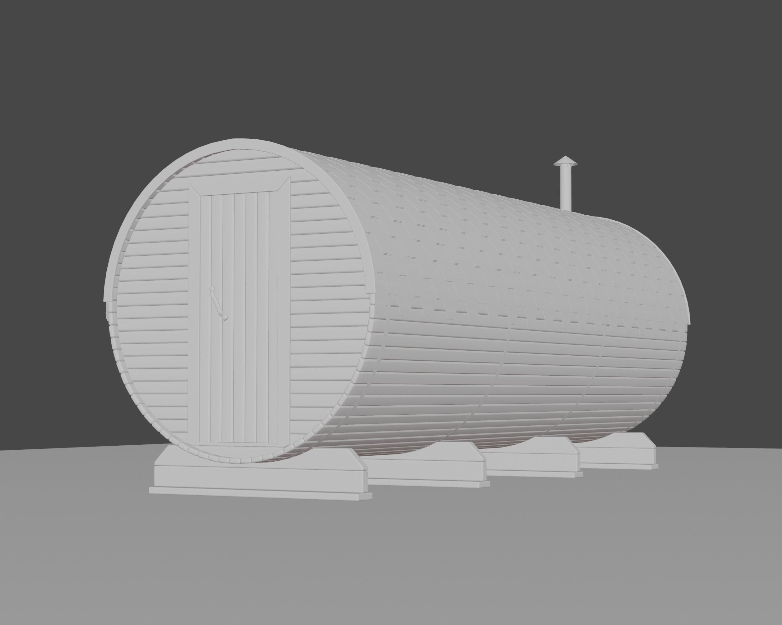 Sauna barrel set bath barrel house 3D model_6
