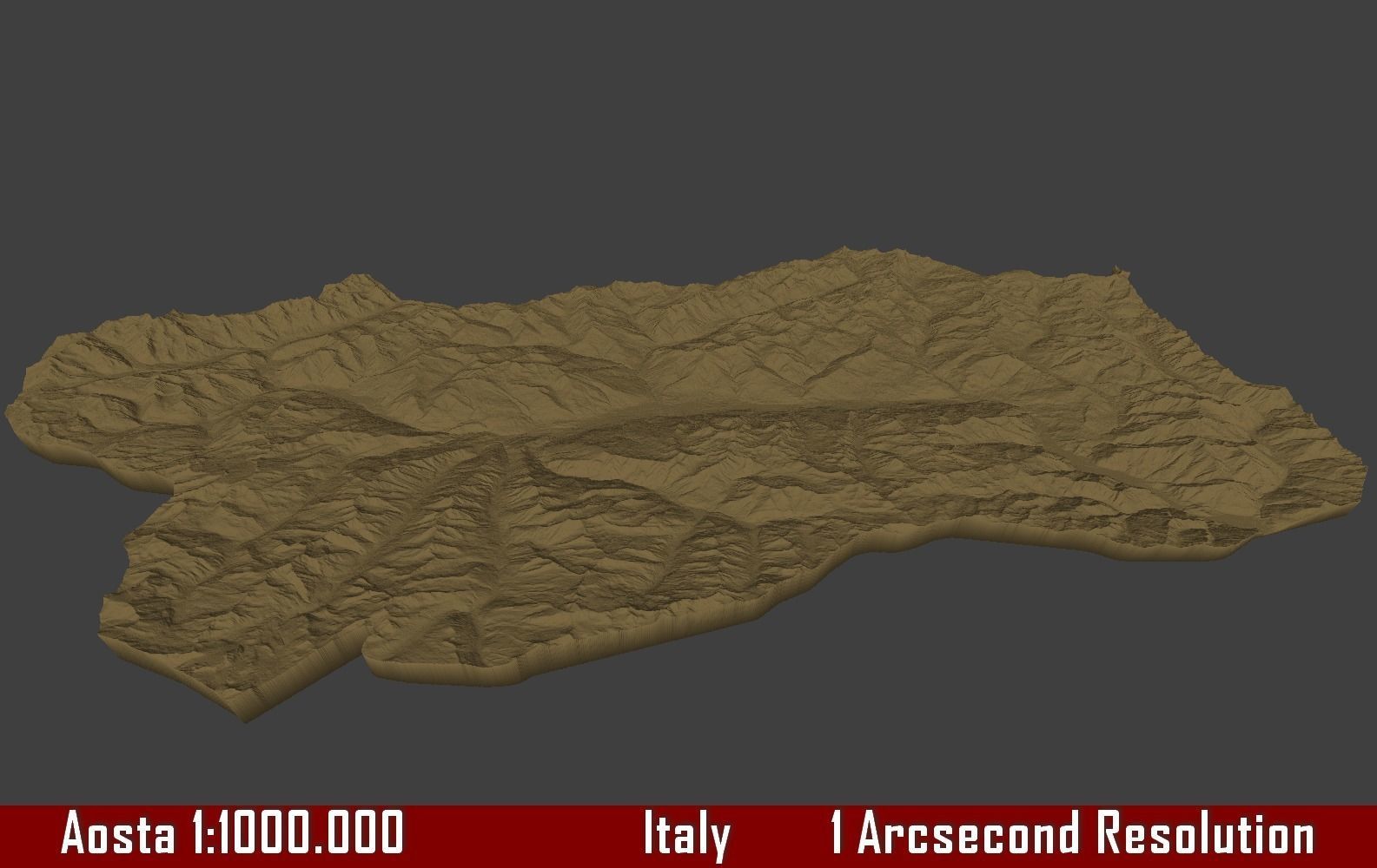 Italy 3D Map of Aosta Provice 1 to 1000000 3D print model_2