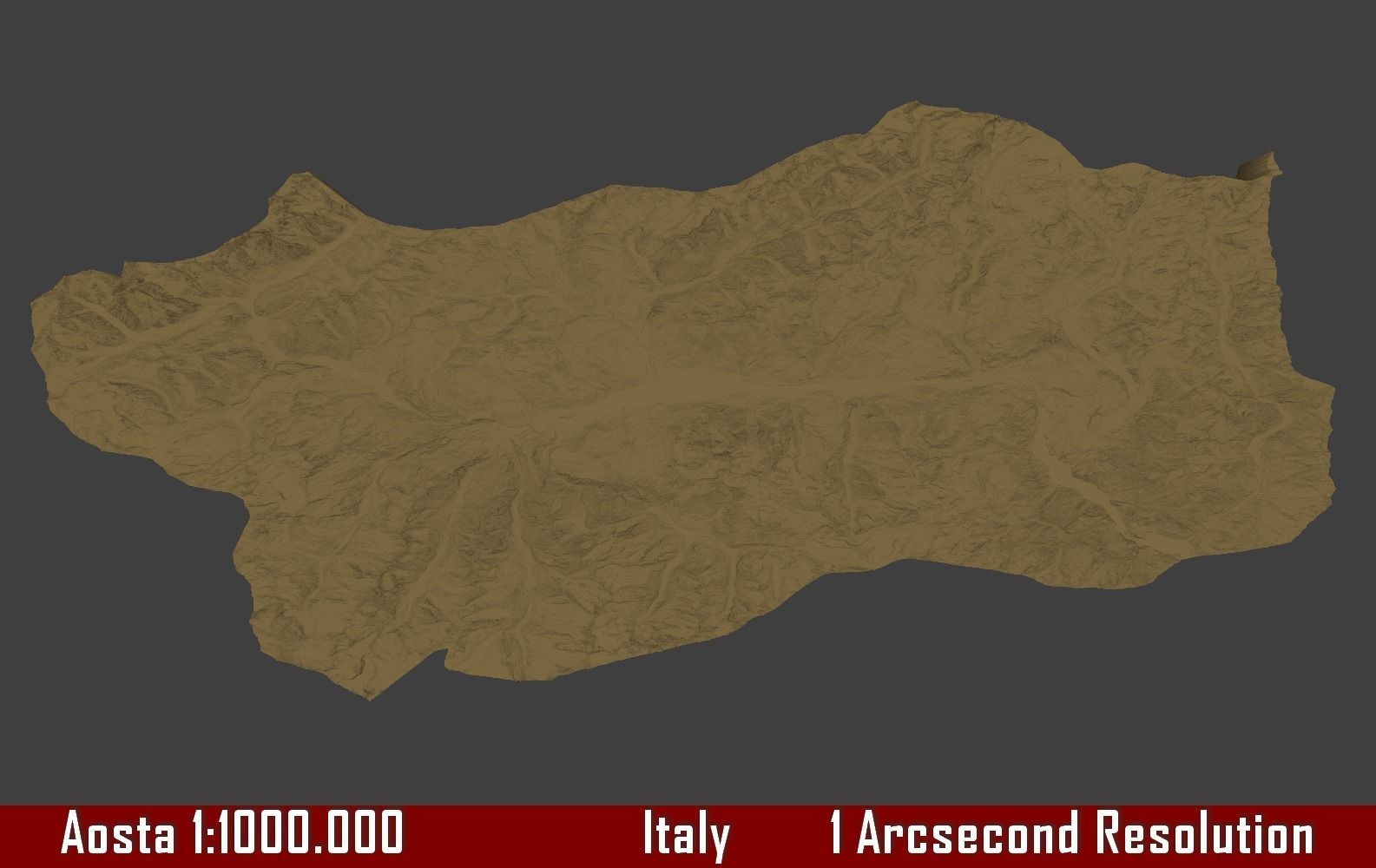 Italy 3D Map of Aosta Provice 1 to 1000000 3D print model_1