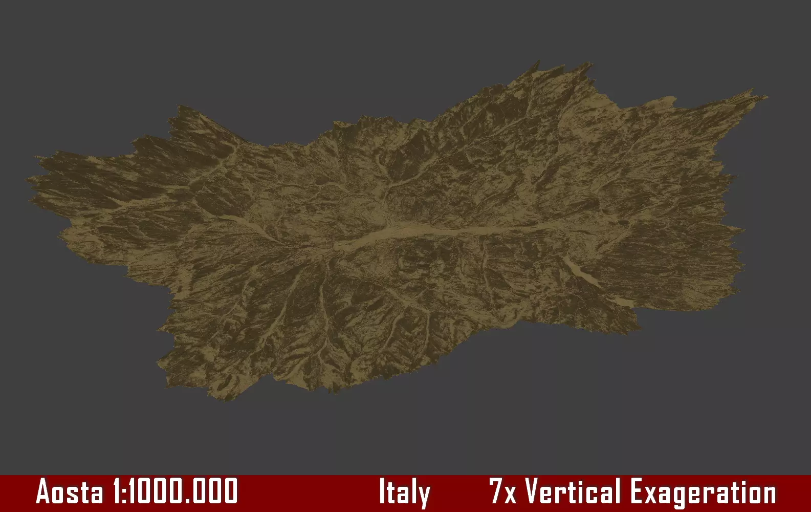 Italy 3D Map of Aosta Provice 1 to 1000000 3D print model_0
