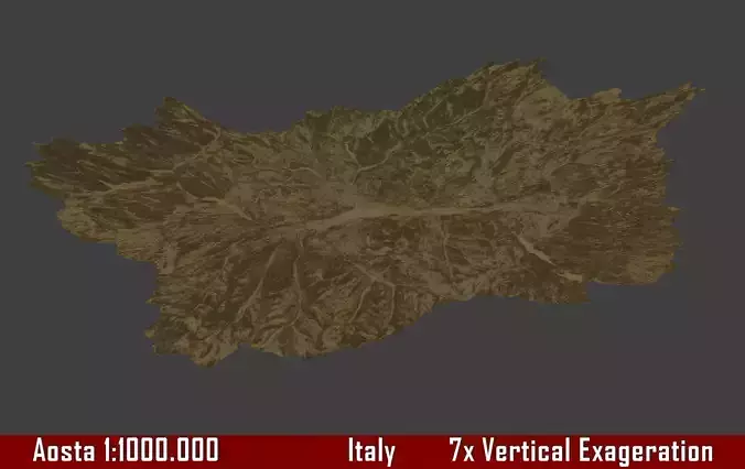 Italy 3D Map of Aosta Provice 1 to 1000000 3D print model