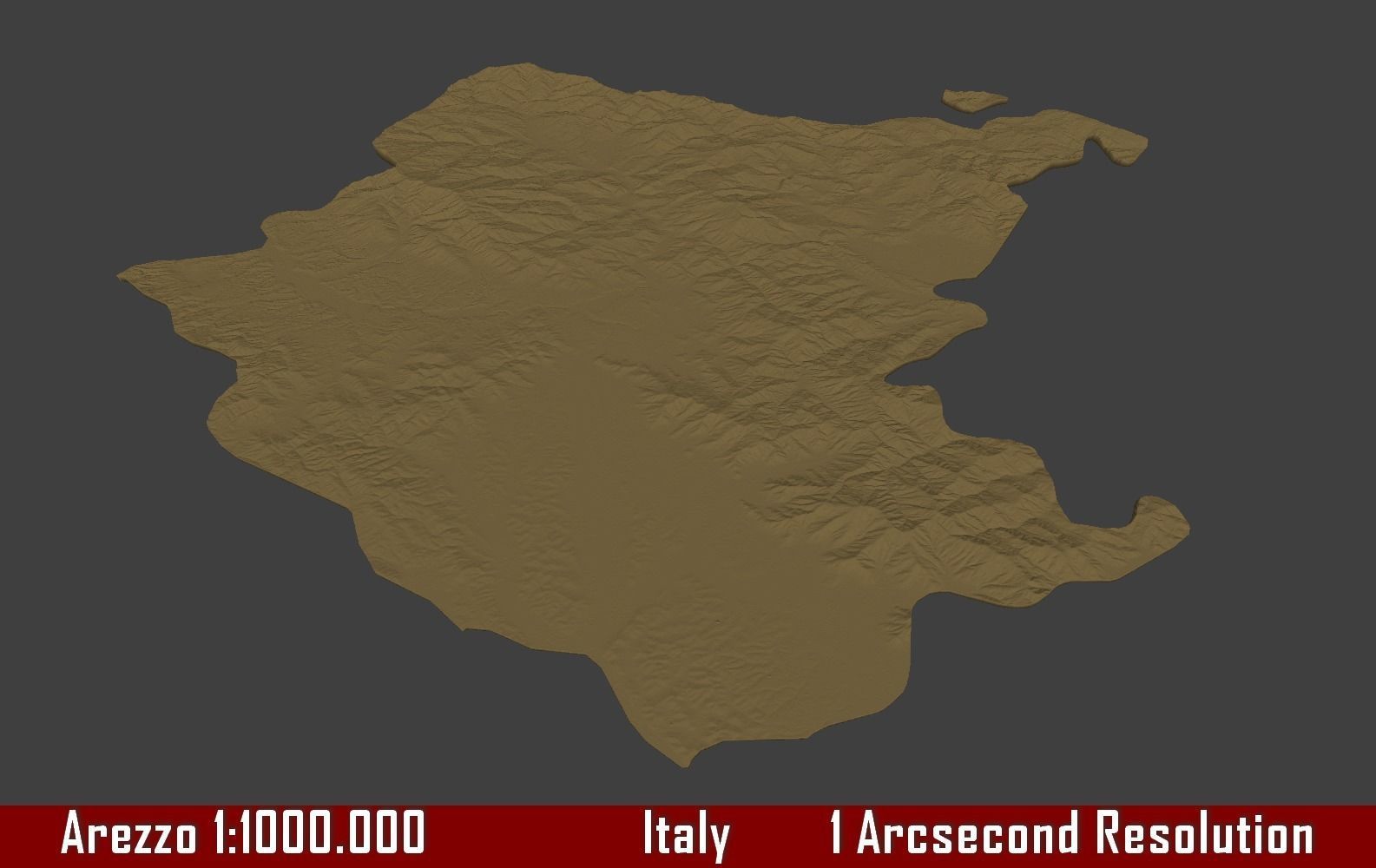 Italy 3D Map of Arezzo Provice 1 to 1000000 3D print model_3