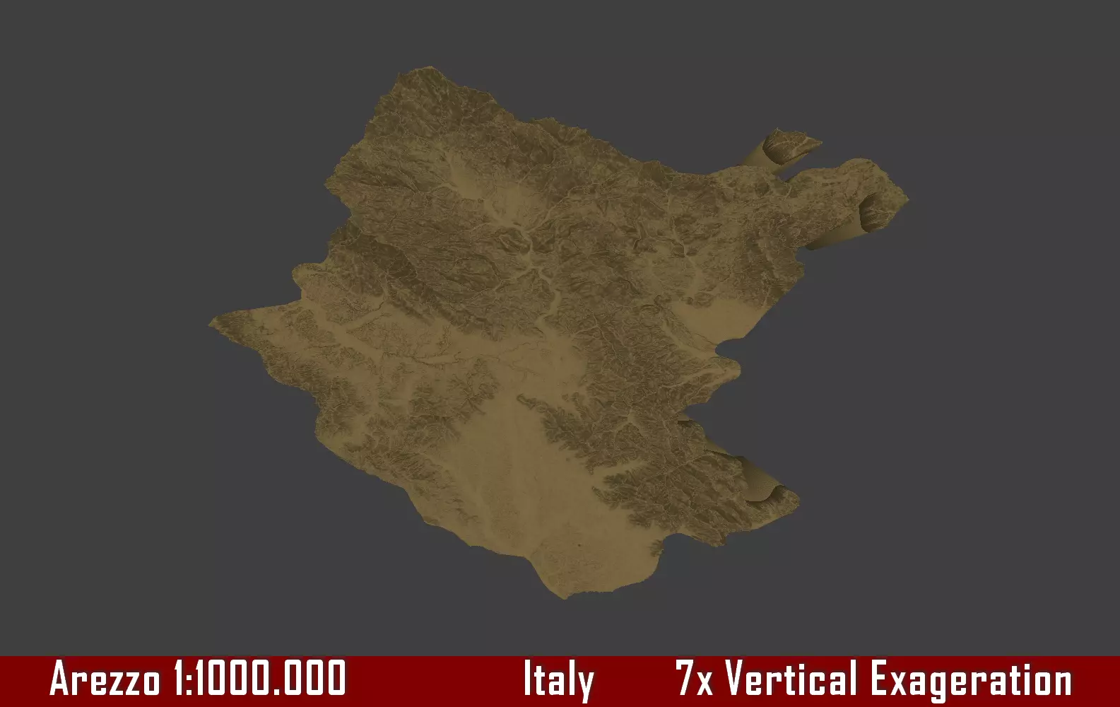 Italy 3D Map of Arezzo Provice 1 to 1000000 3D print model_0