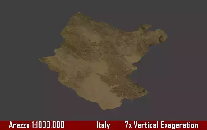 Italy 3D Map of Arezzo Provice 1 to 1000000 3D print model