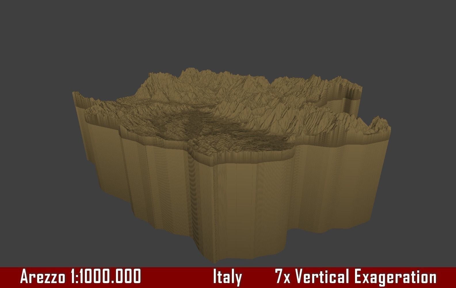 Italy 3D Map of Arezzo Provice 1 to 1000000 3D print model_1