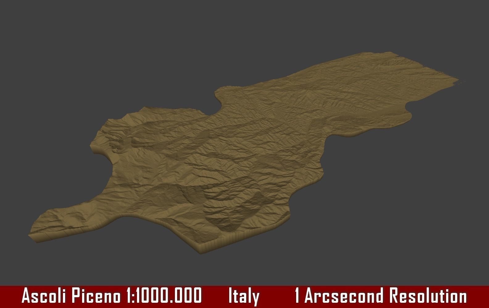 Italy 3D Map of Ascoli Piceno Provice 1 to 1000000 3D print model_2