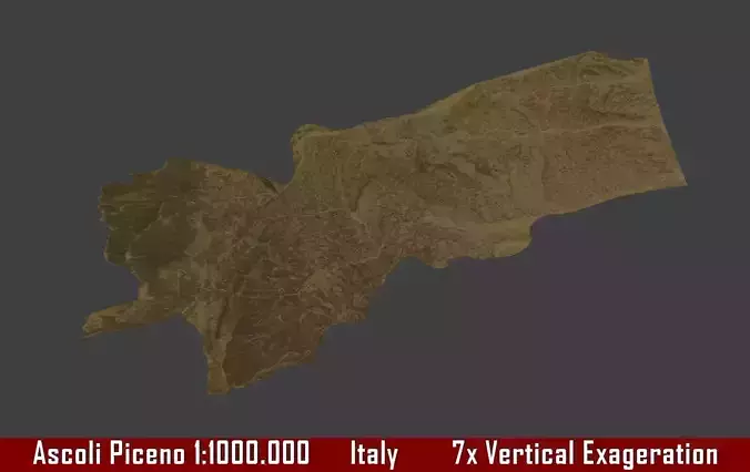 Italy 3D Map of Ascoli Piceno Provice 1 to 1000000 3D print model