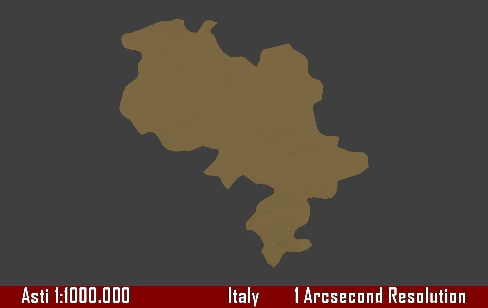 Italy 3D Map of Asti Provice 1 to 1000000 3D print model_2