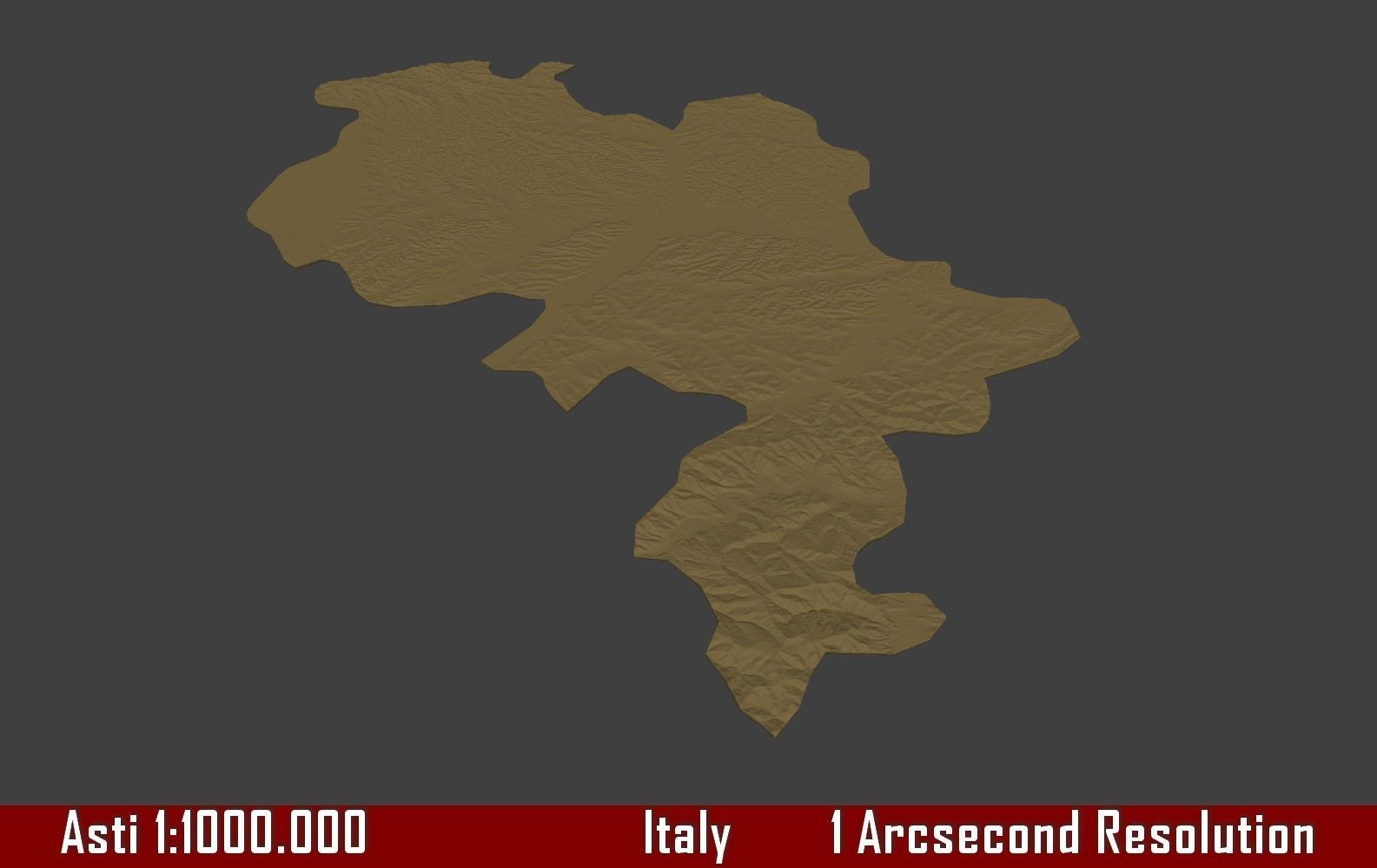 Italy 3D Map of Asti Provice 1 to 1000000 3D print model_3