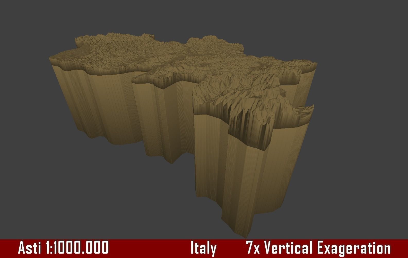 Italy 3D Map of Asti Provice 1 to 1000000 3D print model_1
