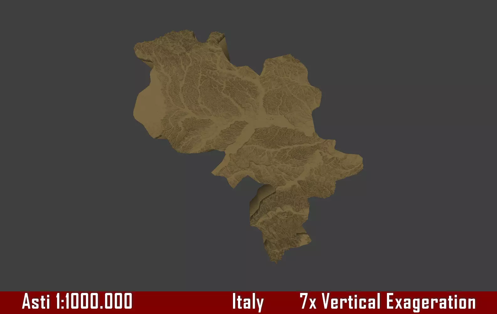 Italy 3D Map of Asti Provice 1 to 1000000 3D print model_0
