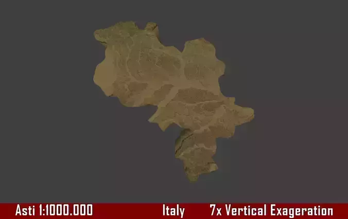 Italy 3D Map of Asti Provice 1 to 1000000 3D print model