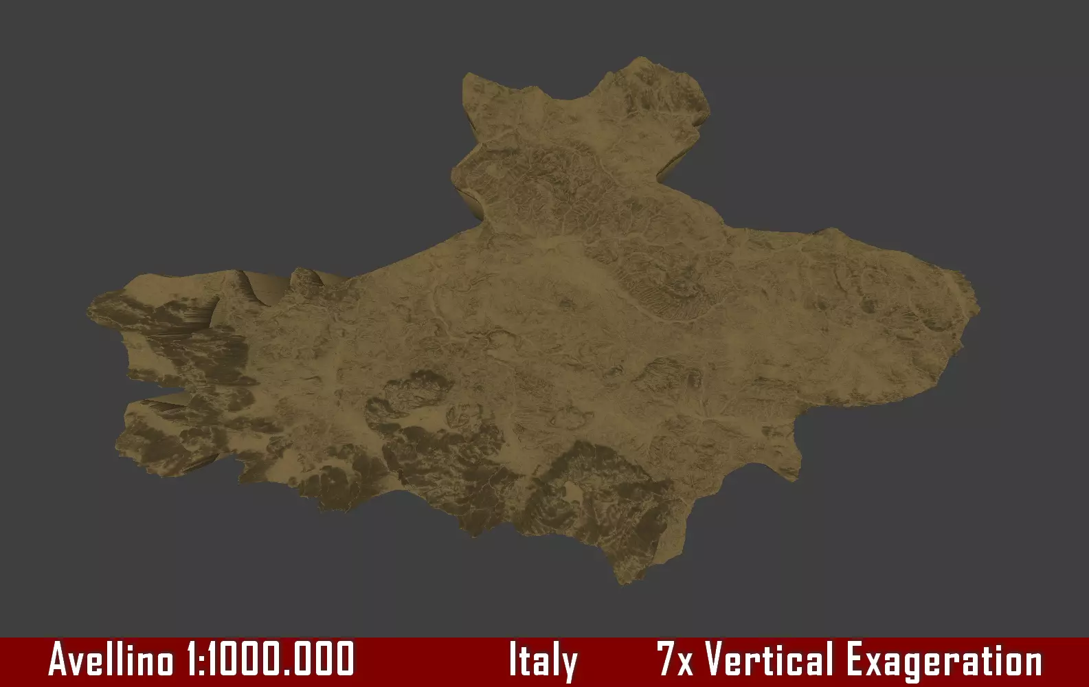 Italy 3D Map of Avellino Provice 1 to 1000000 3D print model_0