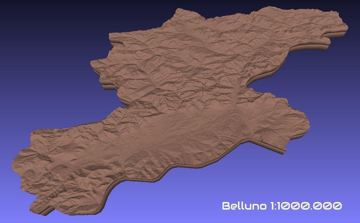 Italy 3D Map of Belluno Provice 1 to 1000000 3D print model_1