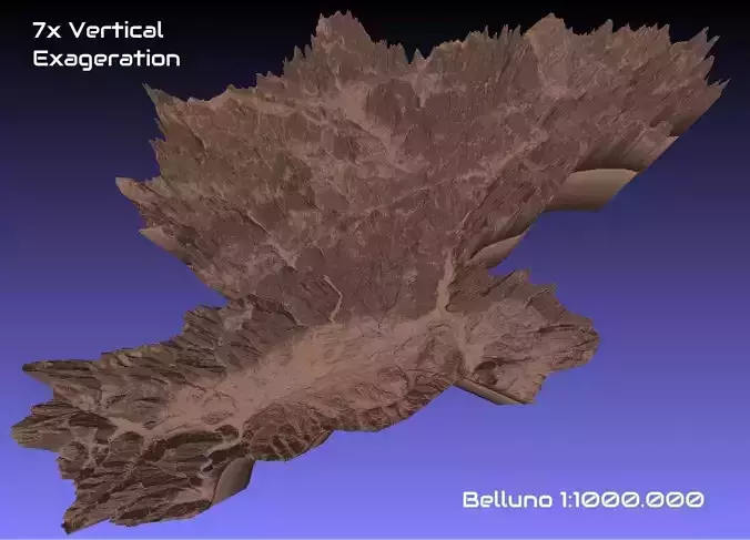 Italy 3D Map of Belluno Provice 1 to 1000000 3D print model