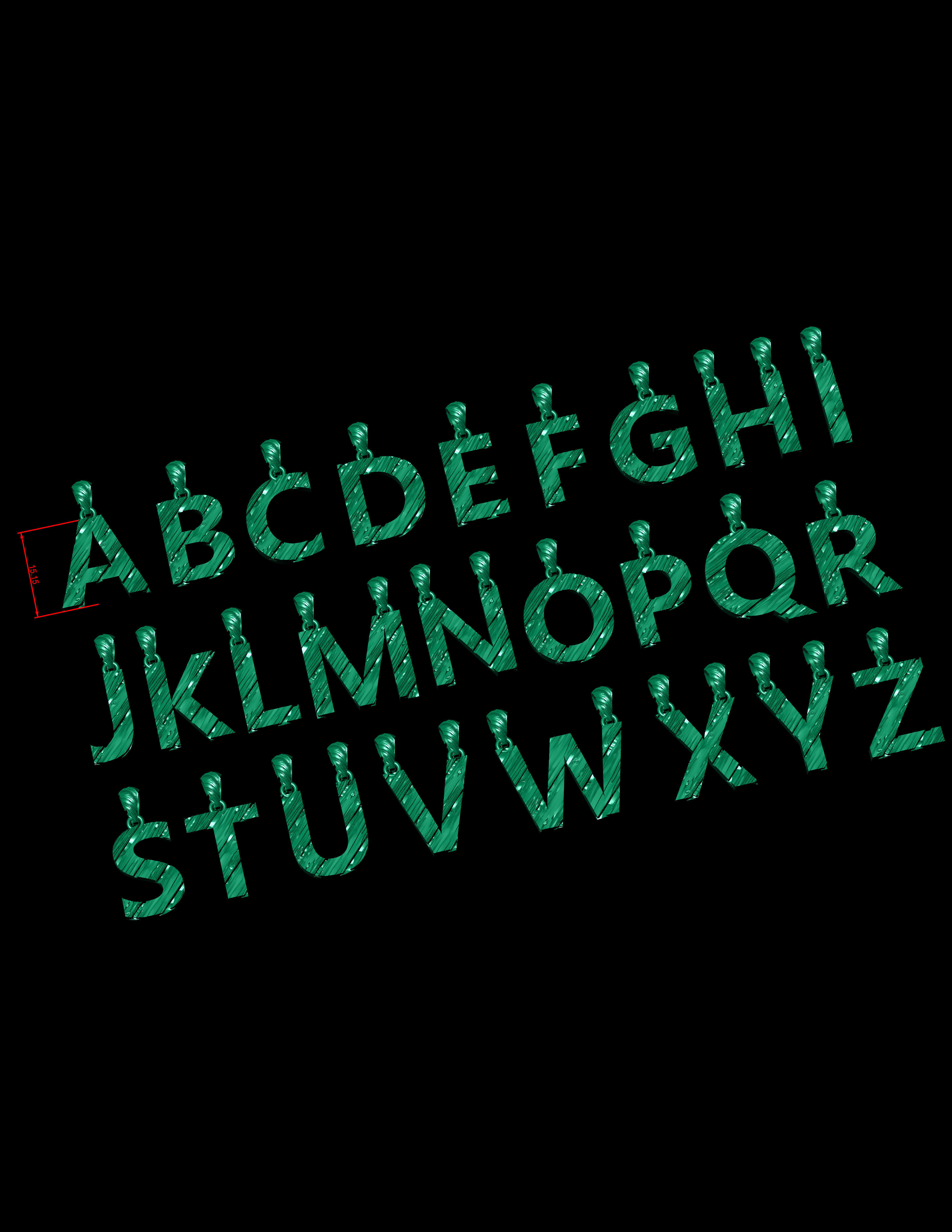 AtoZ Letters Alphabets Wooden Texture Pendants 3D Print Models 3D print model_2