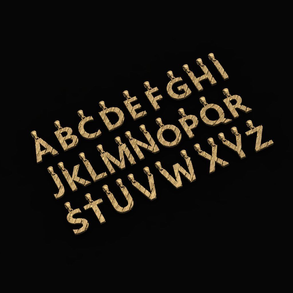 AtoZ Letters Alphabets Wooden Texture Pendants 3D Print Models 3D print model_1
