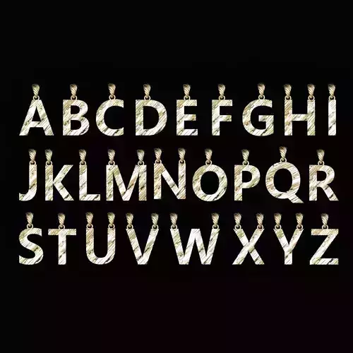 AtoZ Letters Alphabets Wooden Texture Pendants 3D Print Models