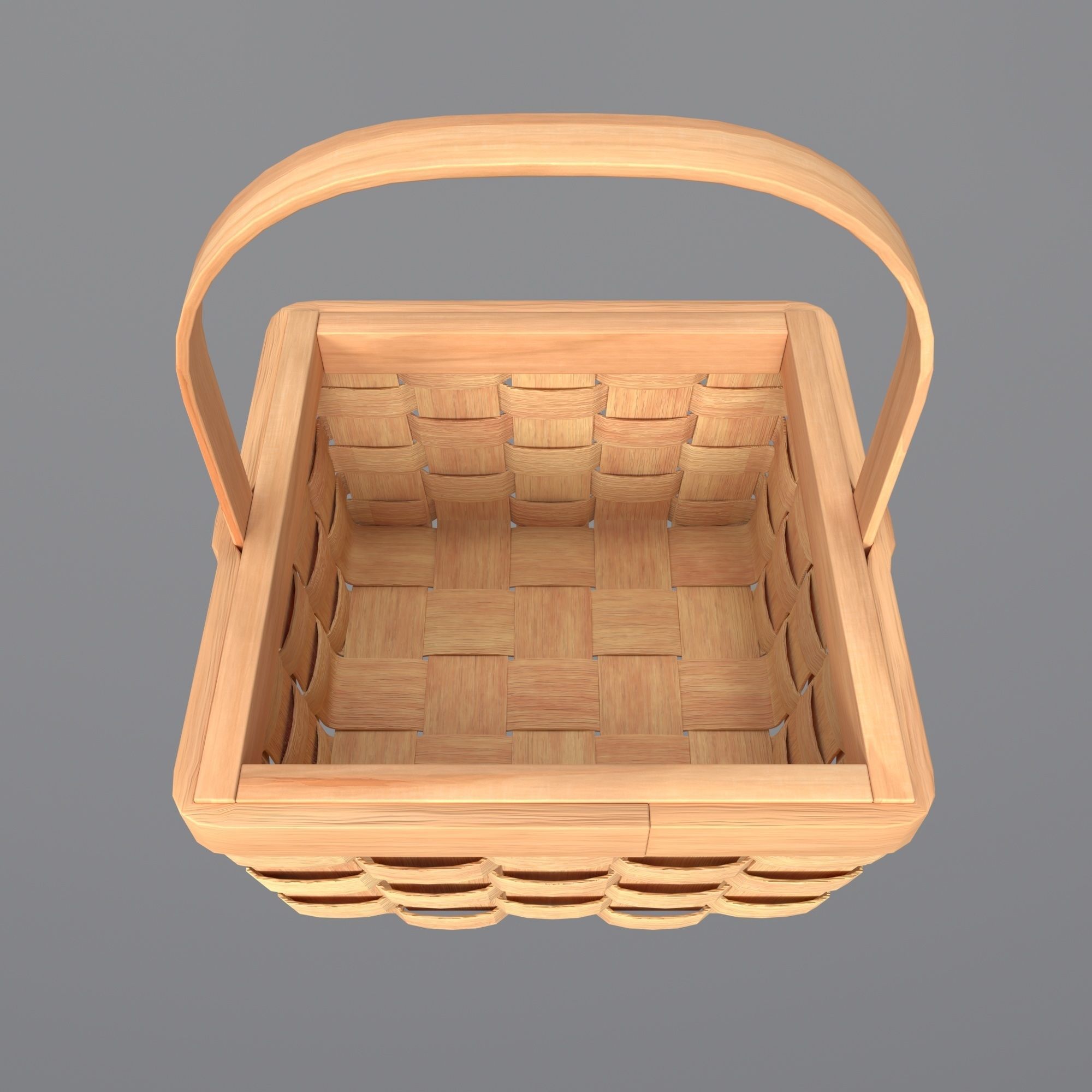 Basket with strawberries 3D model_5