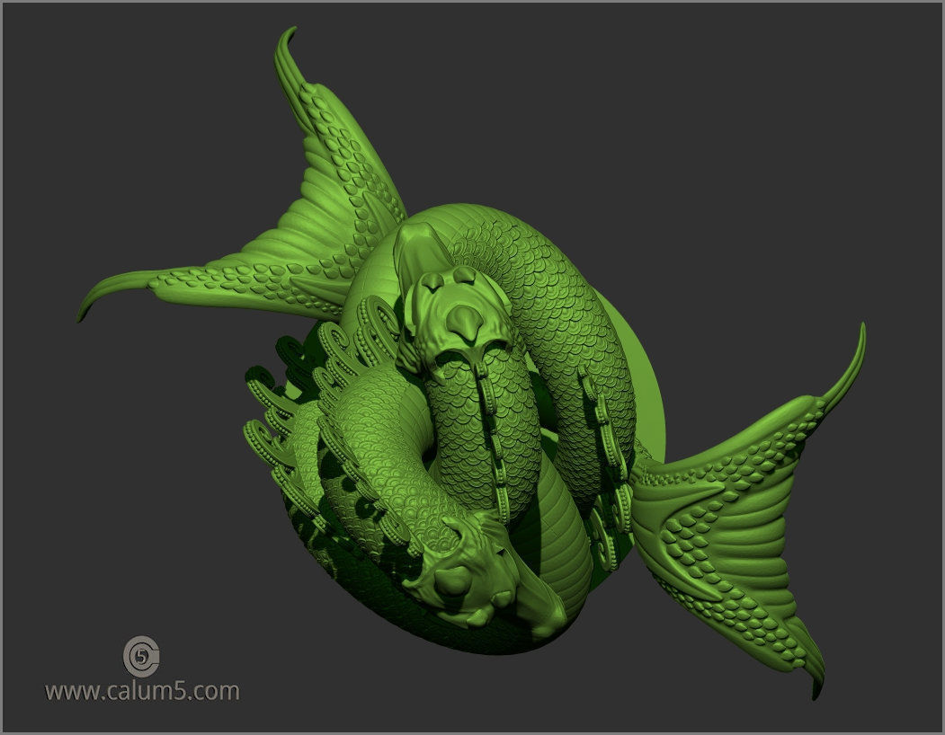 Sea Dragons Sculpture 3D print model_22