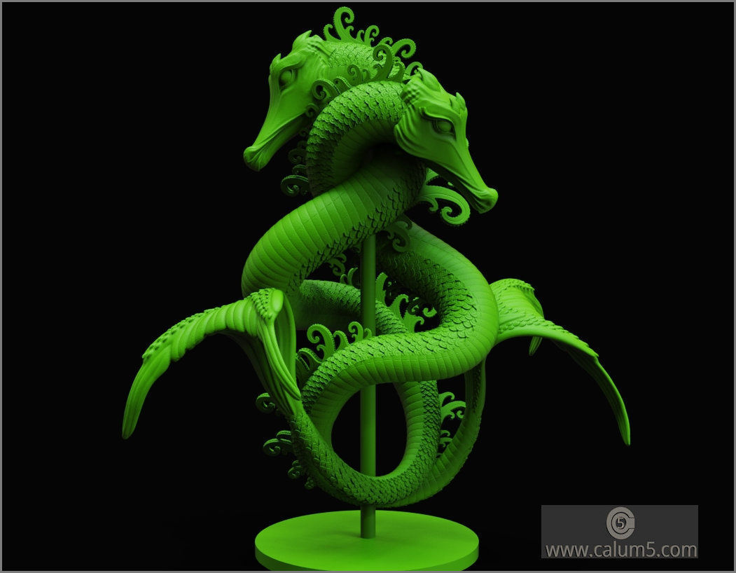 Sea Dragons Sculpture 3D print model_18