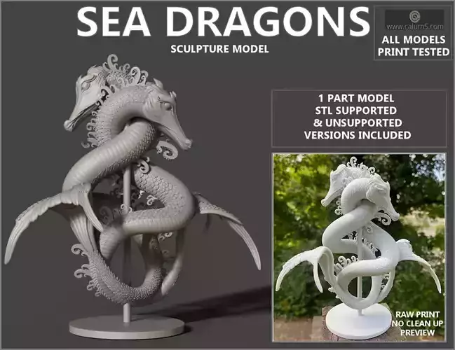 Sea Dragons Sculpture 3D print model Sea Dragons Sculpture 3D print model