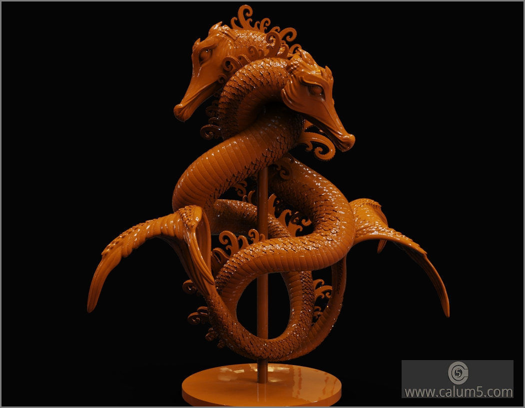 Sea Dragons Sculpture 3D print model_16