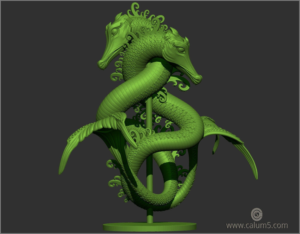 Sea Dragons Sculpture 3D print model_19