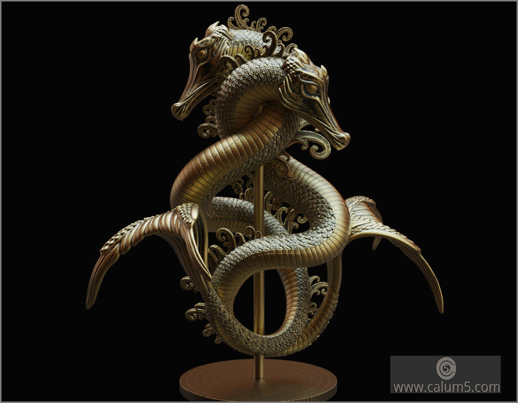 Sea Dragons Sculpture 3D print model_17