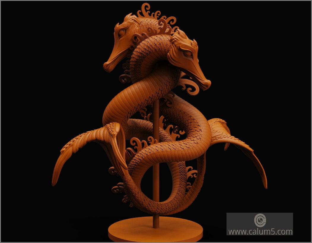 Sea Dragons Sculpture 3D print model_11