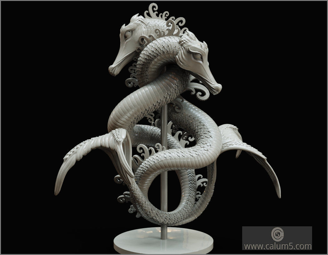 Sea Dragons Sculpture 3D print model_9